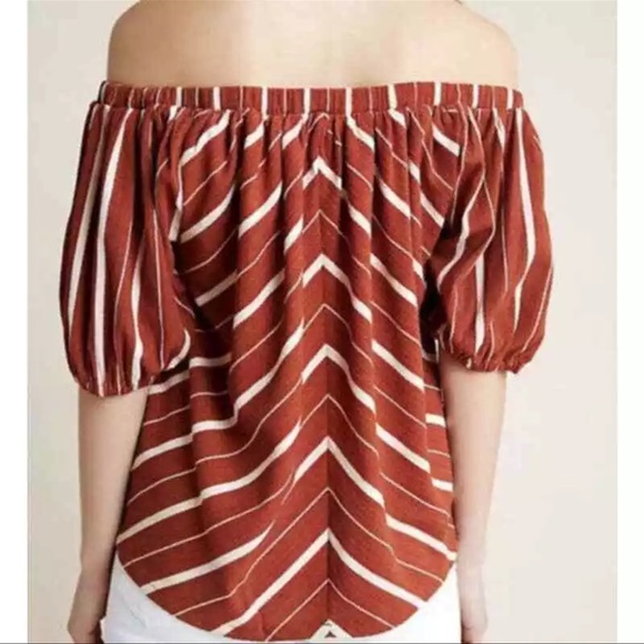 Anthropologie - Burnt Orange Off Shoulder Blouse-XL - Picture 3 of 6